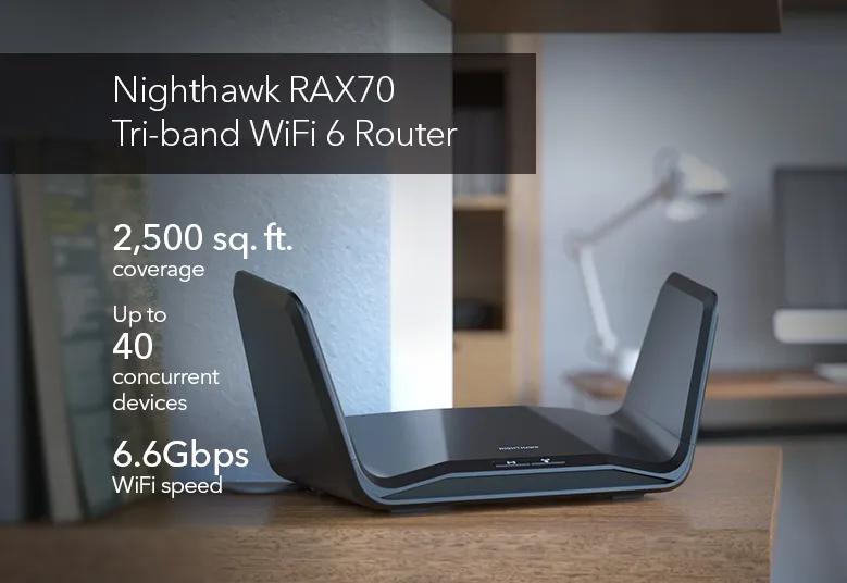 RAX70 - Nighthawk Tri-Band WiFi 6 Router, 6.6Gbps - NETGEAR
