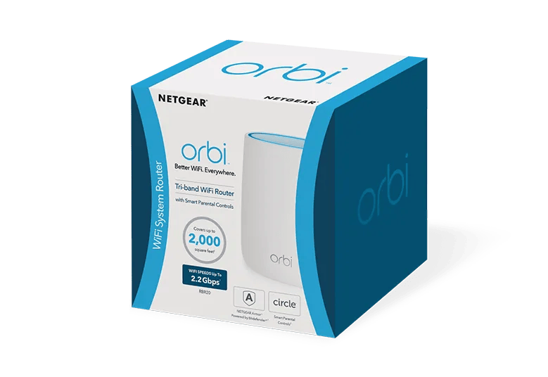 Mesh WiFi Router, Tri-Band With 2.2Gbps Speeds - Orbi RBR20 - NETGEAR