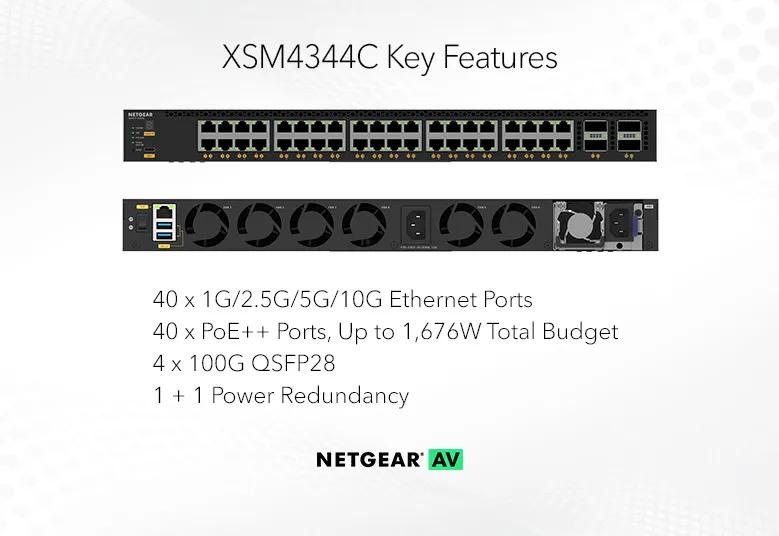 XSM4344C 44ポート マルチギガ & QSFP28×4スイッチ - NETGEAR AV M4350