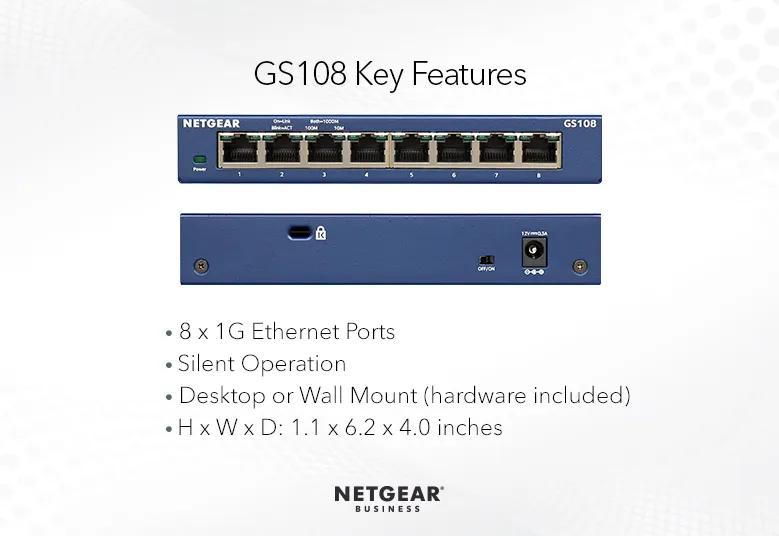 ギガビット8ポート アンマネージスイッチ - GS108 - NETGEAR
