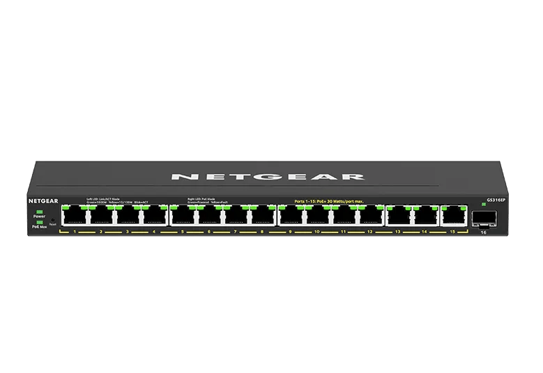 NETGEAR GS316ep スイッチングハブ NETGEAR 16-Port Gigabit Ethernet Easy Smart Managed Essentials