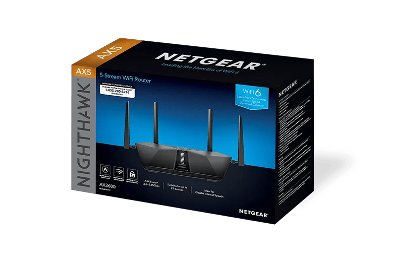 WiFi 6 Router, 5-Stream With Up to 3.45Gbps Speeds - RAX41 - NETGEAR