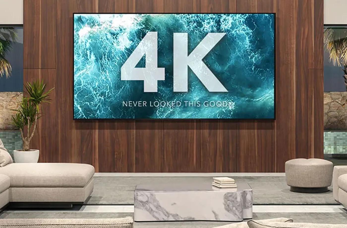 Living room with a 4K TV and an Orbi satellite
