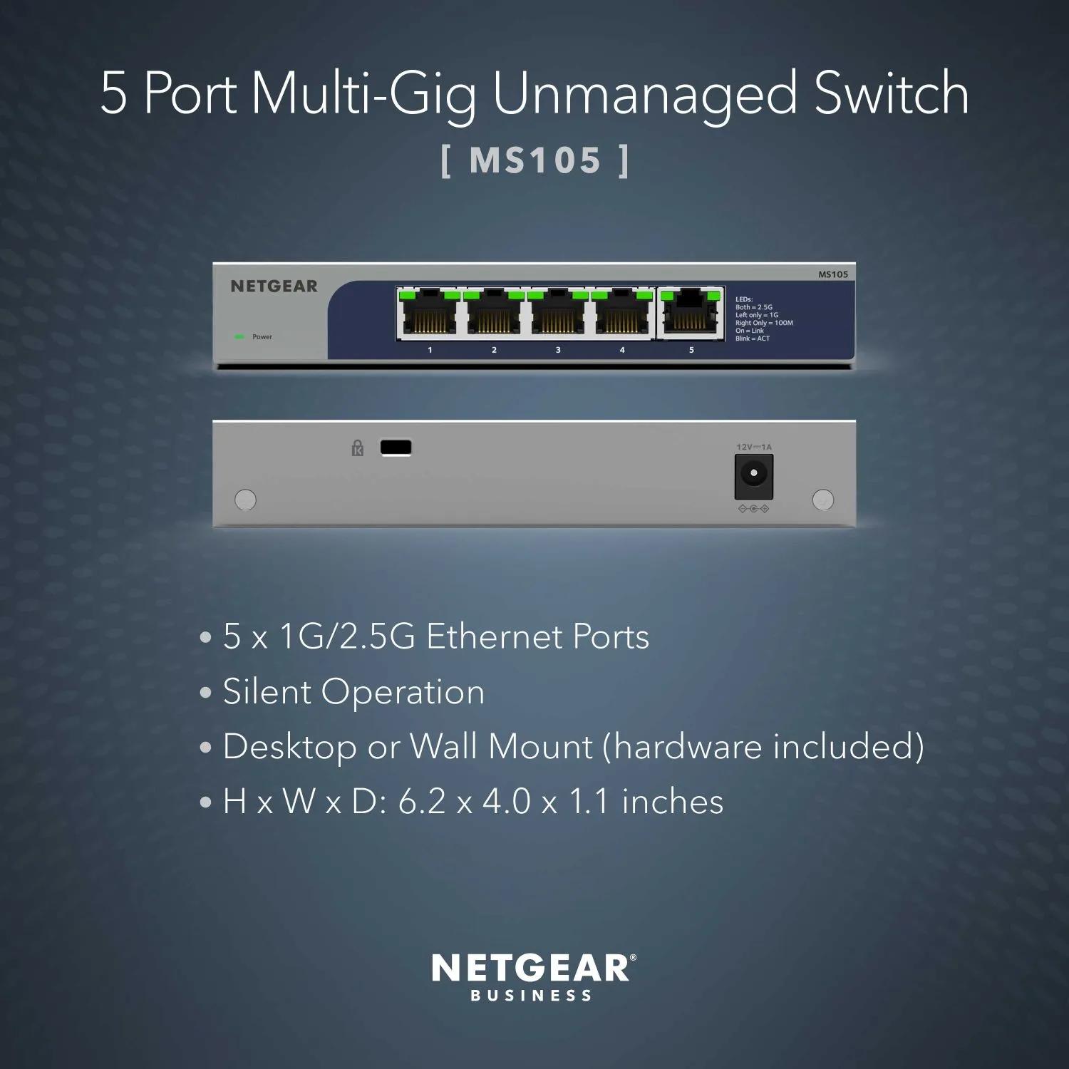 NETGEAR MS105 5ポート マルチギガスイッチングハブ 本体 Multi-Gigabit Ethernet Switch - MS105 | NETGEAR