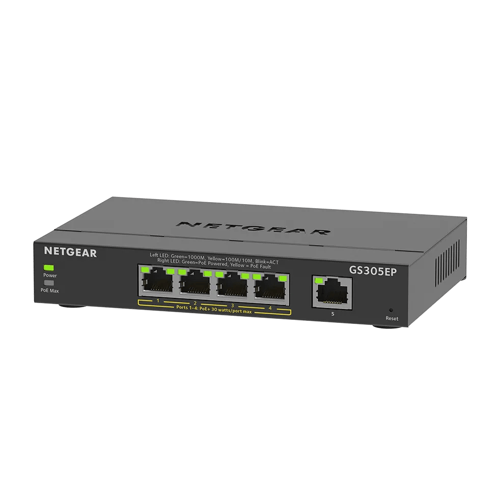 NETGEAR 5-Port Gigabit Ethernet PoE+ Easy Smart Essentials Switch