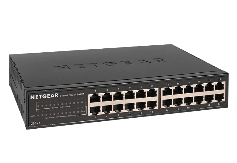 NETGEAR Inc. GS324 ギガビット24ポートLayer2アンマネージ・スイッチ 電源内蔵 ラックマウント GS324-100JPS ggw725x 24-Port Gigabit Ethernet Unmanaged Essentials Switch