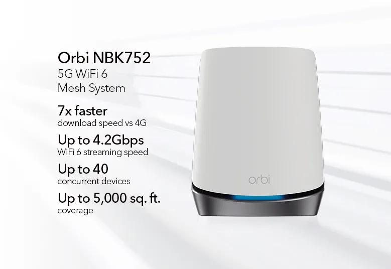 Orbi WiFi 6 System - RBK752P Tri-Band Mesh WiFi System - NETGEAR