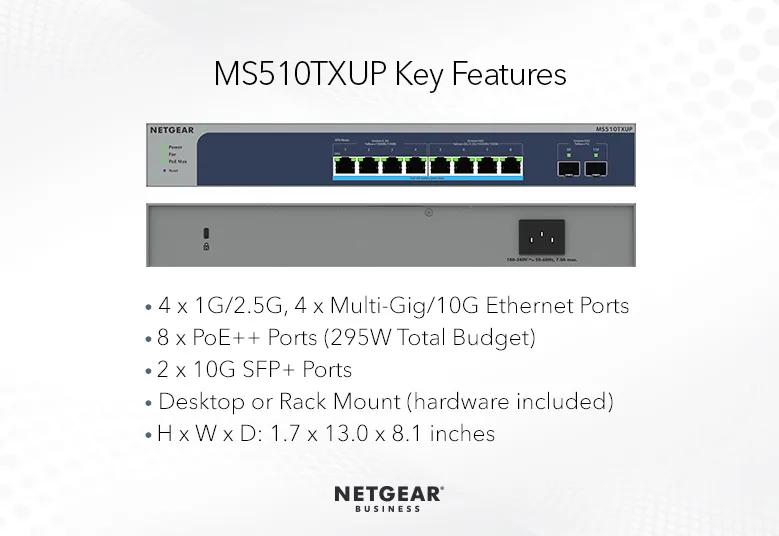 Ethernet Switch, 8-Port With Cloud Management – MS510TXUP - NETGEAR