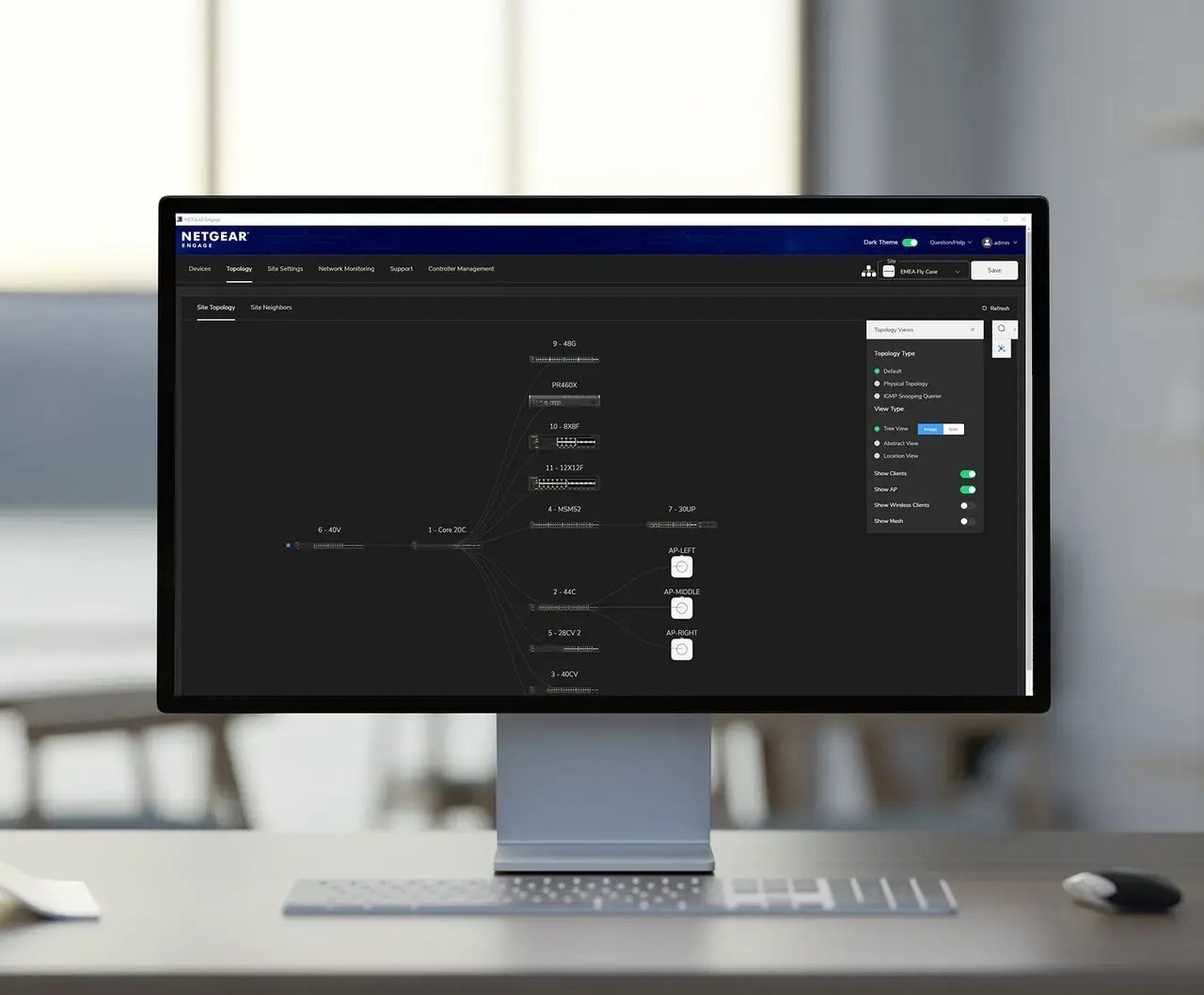 Engage Controller managing multiple sites and switches