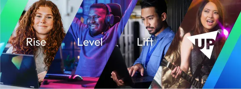 People celebrating NETGEAR’s 30 years: Rise, Level, Lift, Up