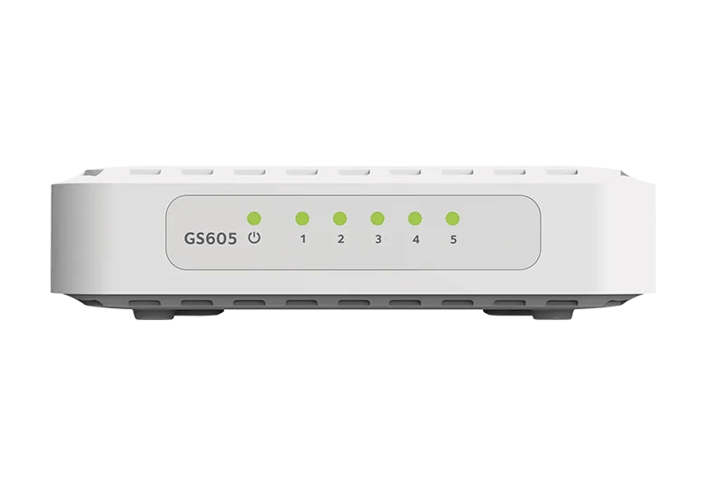 Ethernet Switch, Plug-n-Play with 5 Gigabit Ports - GS605v5 - NETGEAR