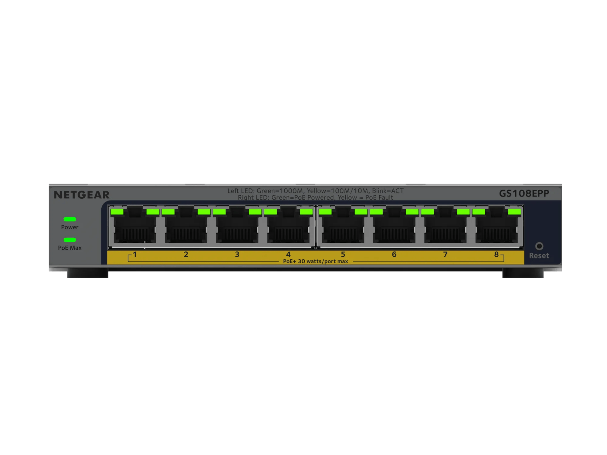Managed Switch with 8-Port Gigabit Fanless Design - GS108Ev4 - NETGEAR