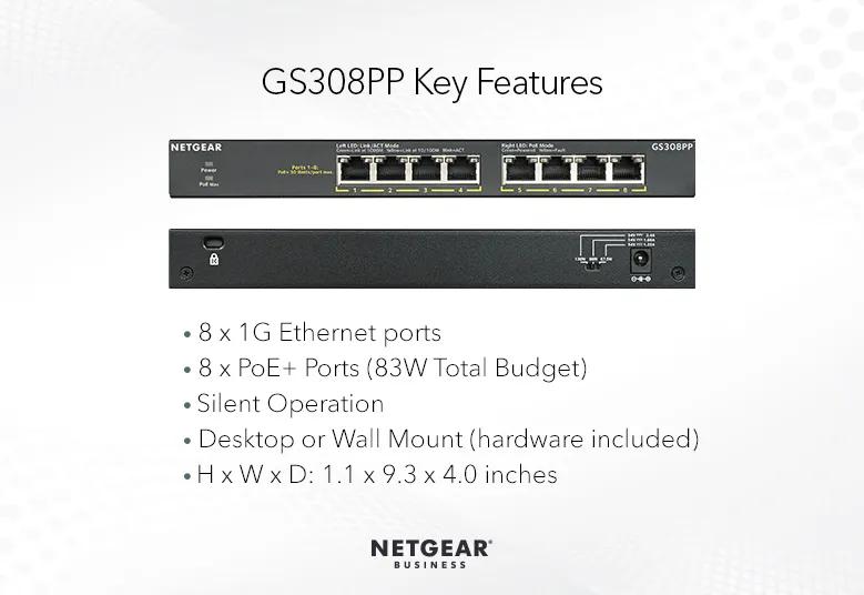 NETGEAR 8-Port Gigabit Ethernet Unmanaged PoE+ Essentials Switch