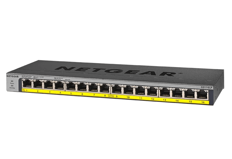 <送料無料> NETGEAR ギガビット16ポートスイッチ GS116LP 16 Port Unmanaged Gigabit Ethernet PoE+ Switch mit FlexPoE (76W)