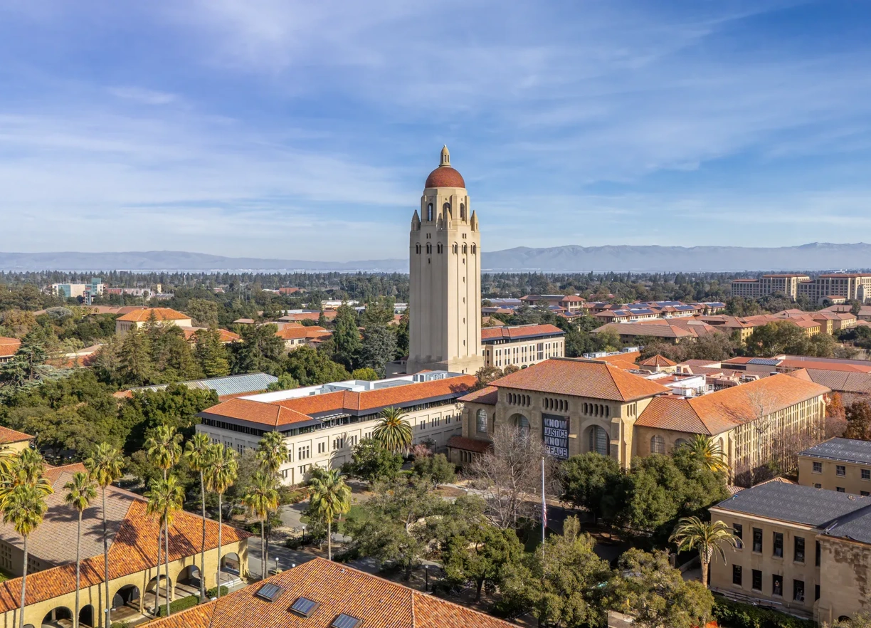 Stanford, CA,USA - January 3 2025: Aerial view of Stanford University, Palo Alto, Silicon Valley, California, USA.