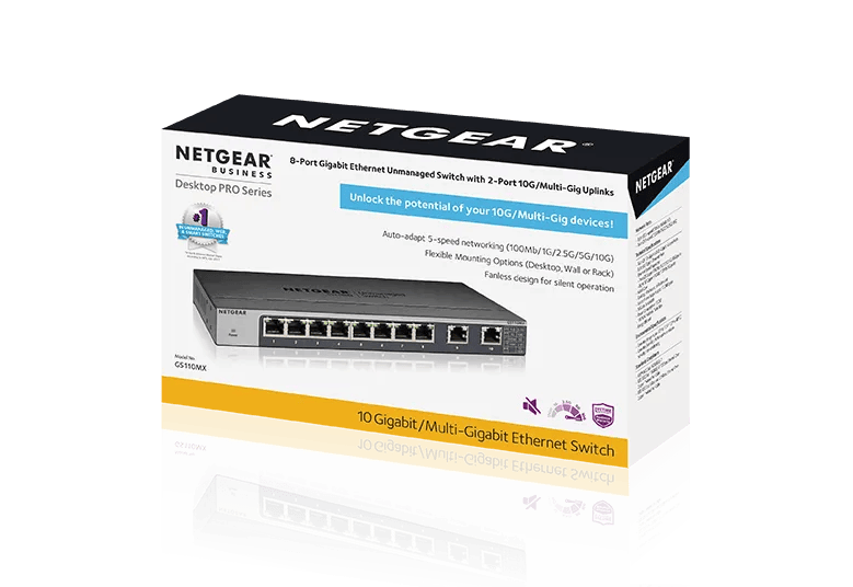 10Gポートあり GS110MX（NETGEAR マルチギガスイッチ） NETGEAR GS110MX 10 Port Ethernet LAN Switch Unmanaged mit 2x10G