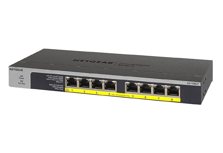 ルーター・ネットワーク機器 NETGEAR GS108LP 8-Port Gigabit Ethernet PoE+ Unmanaged Switch with FlexPoE (60W)