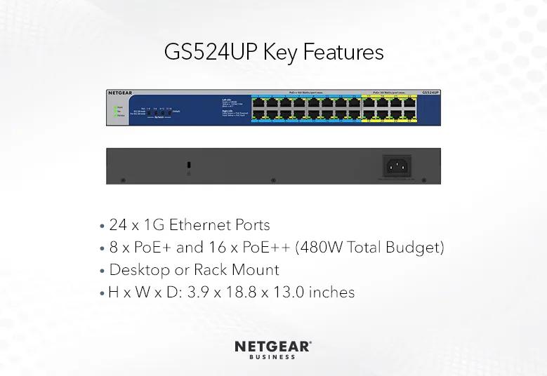 ギガビットアンマネージスイッチシリーズ - GS524UP | NETGEAR