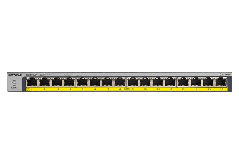 <送料無料> NETGEAR ギガビット16ポートスイッチ GS116LP PoE+対応(76W)16ポートスイッチ - GS116LP | アンマネージスイッチ