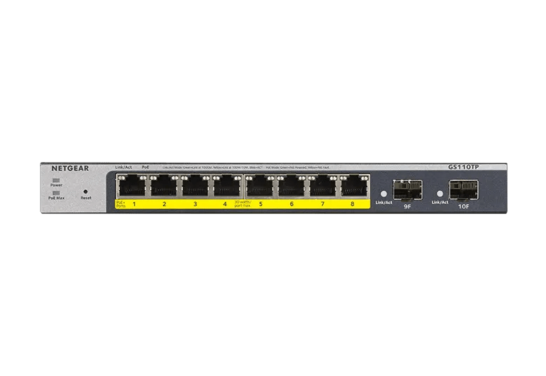 8-Port Gigabit PoE+ Ethernet Smart Switch with 2 SFP Ports and