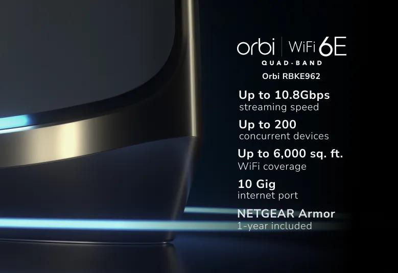 Orbi RBKE964B WiFi 6E Mesh System 4-Pack 960 Series Black Edition