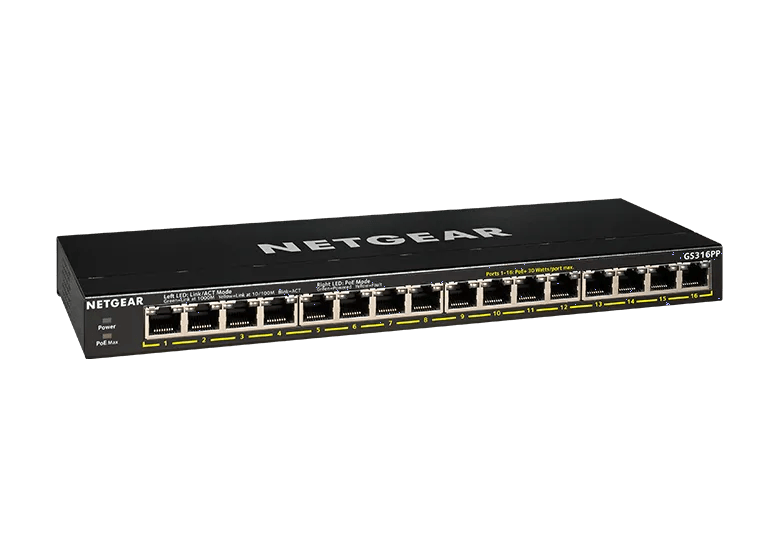 NETGEAR GS316PP 16ポート PoEスイッチングハブ 16-Port Gigabit Ethernet Unmanaged PoE+ Essentials Switch (183W)