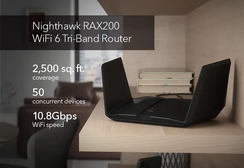 WiFi 6 Router with up to 10.8Gbps Speeds - Nighthawk RAX200 - NETGEAR