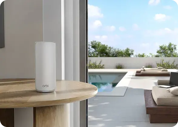 Orbi 870 router and two satellites in white