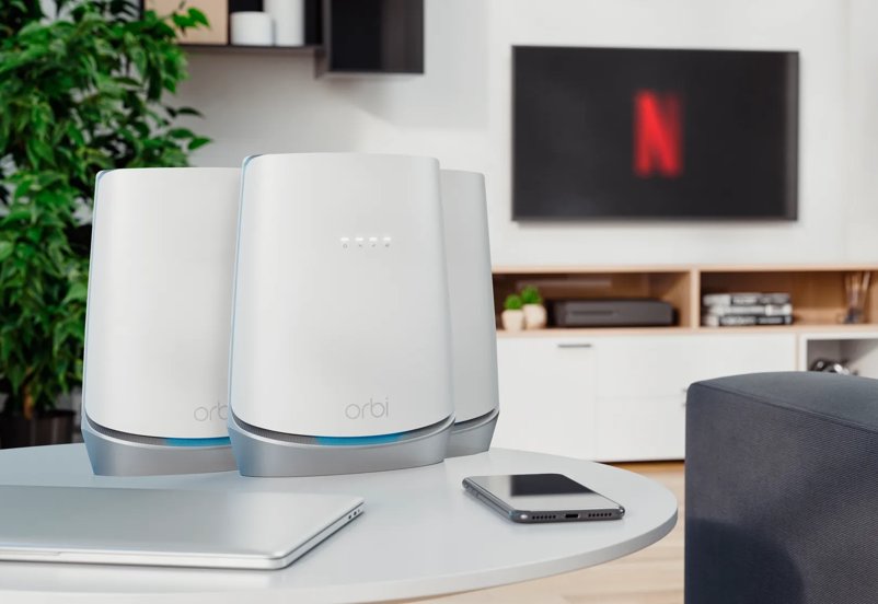 Orbi Tri-Band WiFi 6 Mesh System with Built-in Cable Modem, 4.2Gbps, Modem Router Combo + 2 Satellites