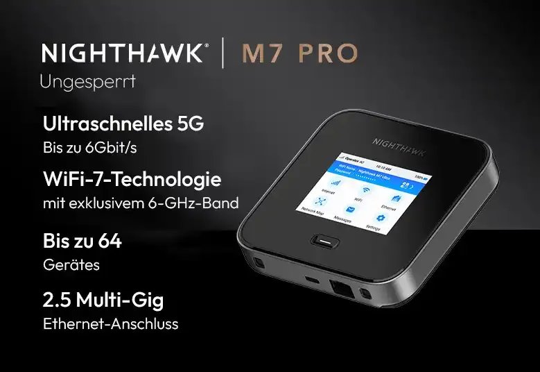 NETGEAR Pack including 5G mobile router Nighthawk M7 Pro with 5G antenna and additional battery (MR7450AB)