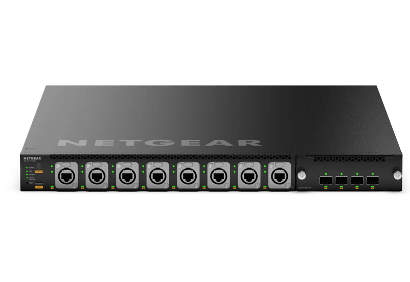16x 2.5G PoE++ (530W base, up to 1,130W) incl. 8x Neutrik etherCON and 4xSFP28 25G Managed Switch