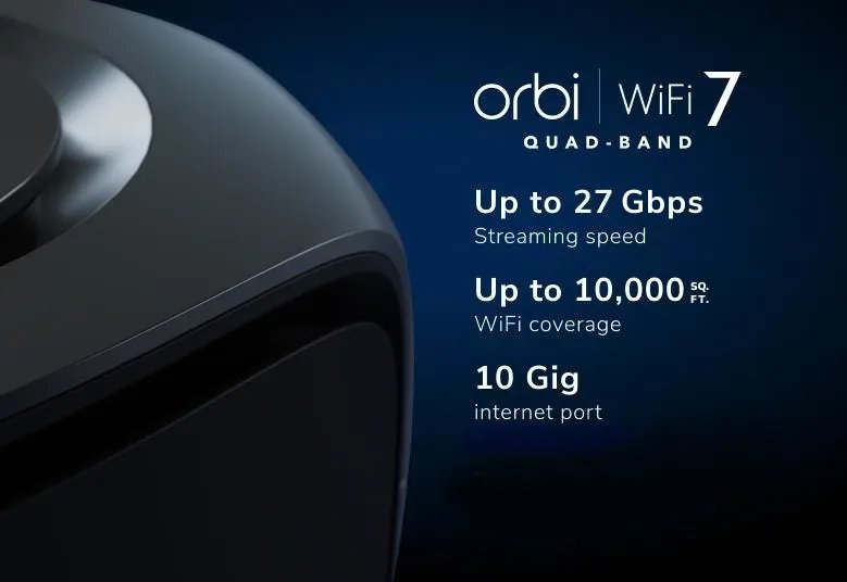 Orbi RBE973S Features 10000 sq ft WiFi Coverage, 27 Gbps Streaming Speed