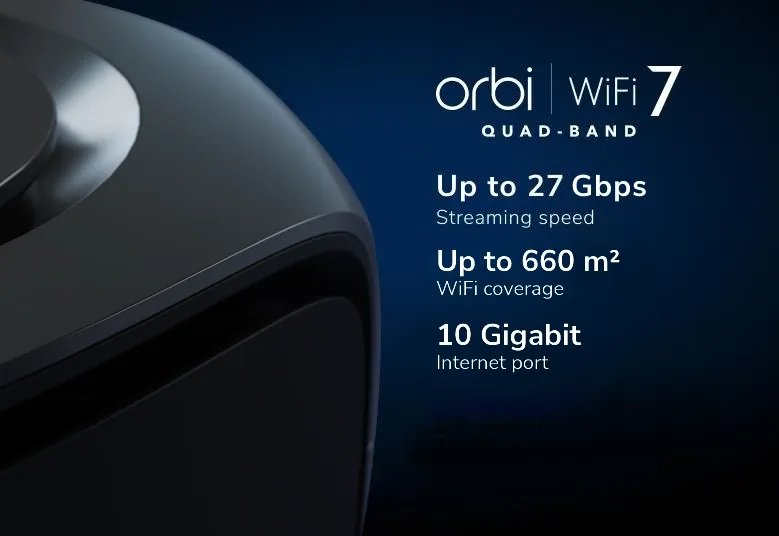 Orbi RBE973S Features 10000 sq ft WiFi Coverage, 27 Gbps Streaming Speed
