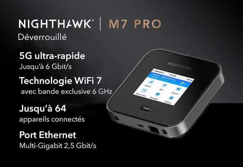 NETGEAR 5G M7 Pro Mobile Router Pack mit externer 5G-Antenne und zusätzlichem Akku  (MR7450AB)