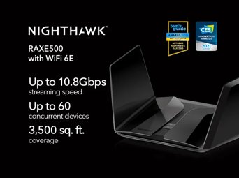 Nighthawk~~®~~ Tri-Band WiFi 6E Router (up to 10.8Gbps) with new 6GHz band, NETGEAR Armor™ & NETGEAR Smart Parental Controls™