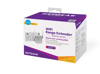 Wzmacniacz sygnału WiFi NETGEAR — Essentials Edition, 300 Mb/s, wtyczka, antena zewnętrzna