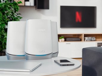 Orbi Tri-Band WiFi 6 Mesh System with Built-in Cable Modem, 4.2Gbps, Modem Router Combo + 2 Satellites