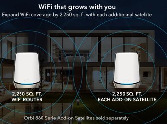 Orbi 860 Series Tri-Band WiFi 6 Router, 6Gbps, 10 Gig Port, with 1-year NETGEAR Armor included
