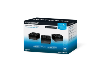 Nighthawk Dual-Band WiFi 6 Mesh System, 1.8Gbps, with 90 days of NETGEAR Armor included, Router + 2 Satellites