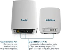 NETGEAR® Orbi™ Tri-band WiFi 6 Mesh System, 3Gbps, with 1 year of NETGEAR Armor included, Router + 2 Satellites