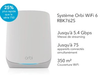 NETGEAR® Orbi™ Tri-Bande WiFi 6 Mesh Système, 5.4Gbps, Routeur + 1 Satellite