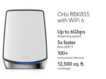 Orbi WiFi 6 AX6000 WiFi 6 집안 전체 Mesh WiFi 시스템 (RBK855)