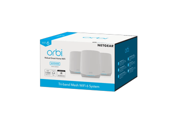 NETGEAR~~®~~ Orbi™ Tri-band WiFi 6 Mesh System, 5.4Gbps, with 1 year of NETGEAR Armor included, Router + 2 Satellites