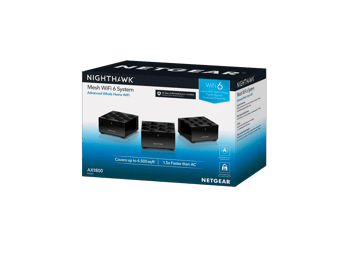 Nighthawk Dual-Band WiFi 6 Mesh System, 1.8Gbps, with 90 days of NETGEAR Armor included, Router + 2 Satellites