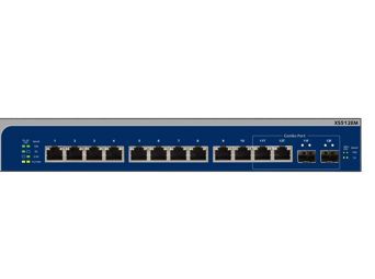 NETGEAR (XS512EM) Switch Ethernet manageable Serie Plus 12 Ports RJ45 10 Gigabit Multi-Gigabit - avec 2 Ports SFP+ 10 Gigabit, bureau/en rack et protection à vie ProSAFE