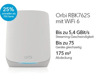 NETGEAR® Orbi™ Tri-Bande WiFi 6 Mesh Système, 5.4Gbps, Routeur + 1 Satellite