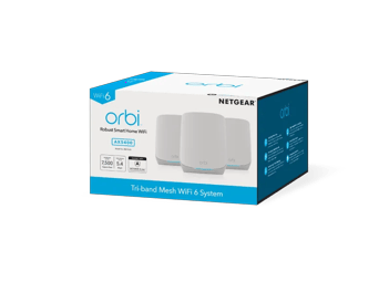 NETGEAR~~®~~ Orbi™ Tri-band WiFi 6 Mesh System, 5.4Gbps, with 1 year of NETGEAR Armor included, Router + 2 Satellites