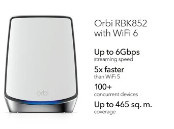 NETGEAR Orbi Tri-Bande WiFi 6 Whole Home Mesh Système - 2 Pack (RBK852)