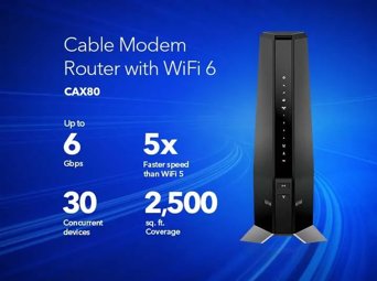 Nighthawk DOCSIS 3.1 Two-in-one Cable Modem + WiFi 6 Router Combo, 6Gbps