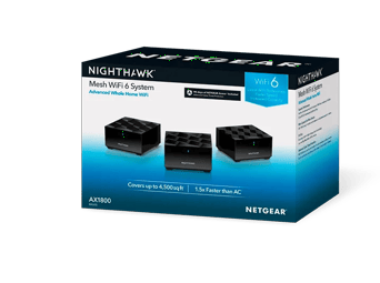 Nighthawk Dual-Band WiFi 6 Mesh System, 1.8Gbps, with 90 days of NETGEAR Armor included, Router + 2 Satellites